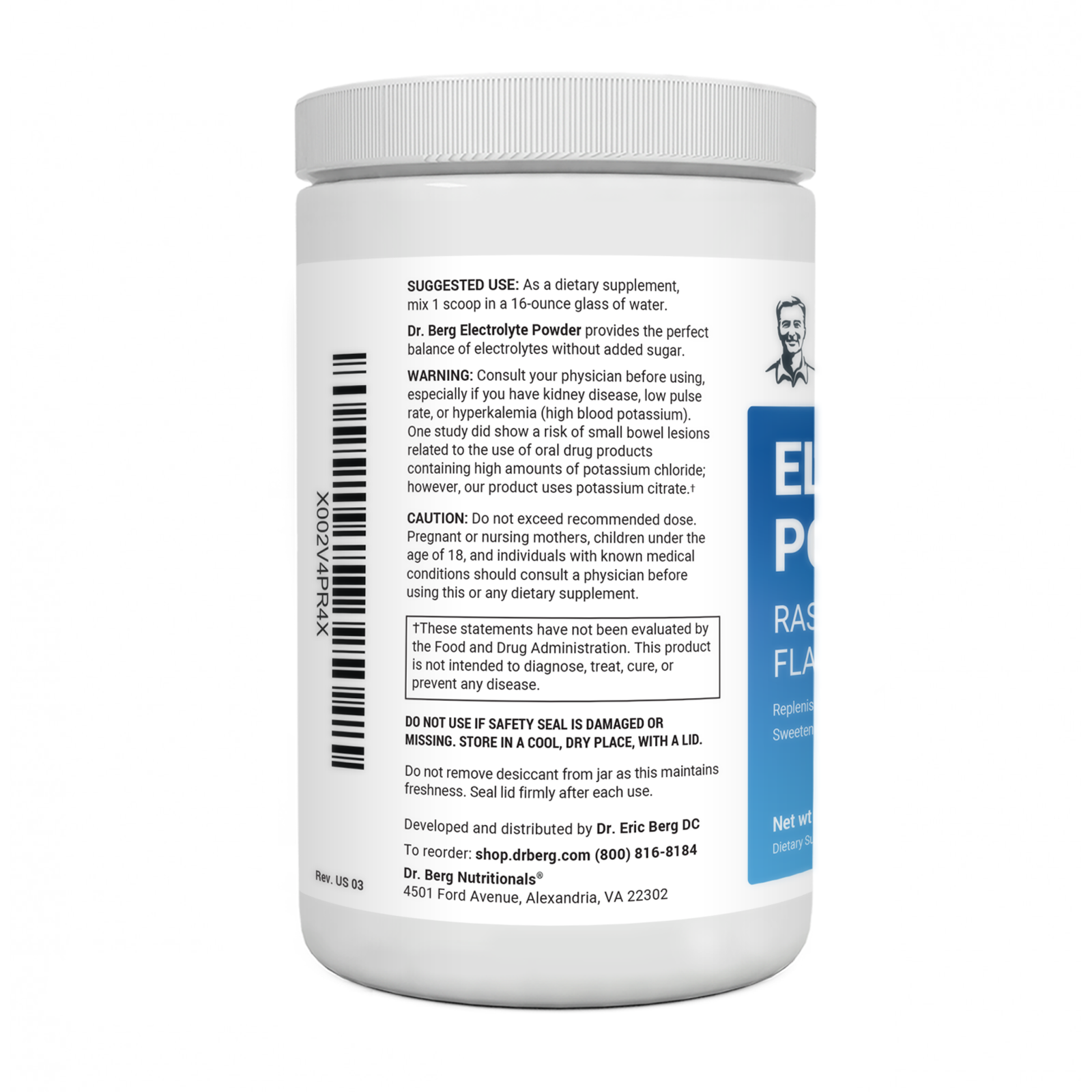 Electrolyte Powder Raspberry & Lemon Natural Flavor 100 Servings