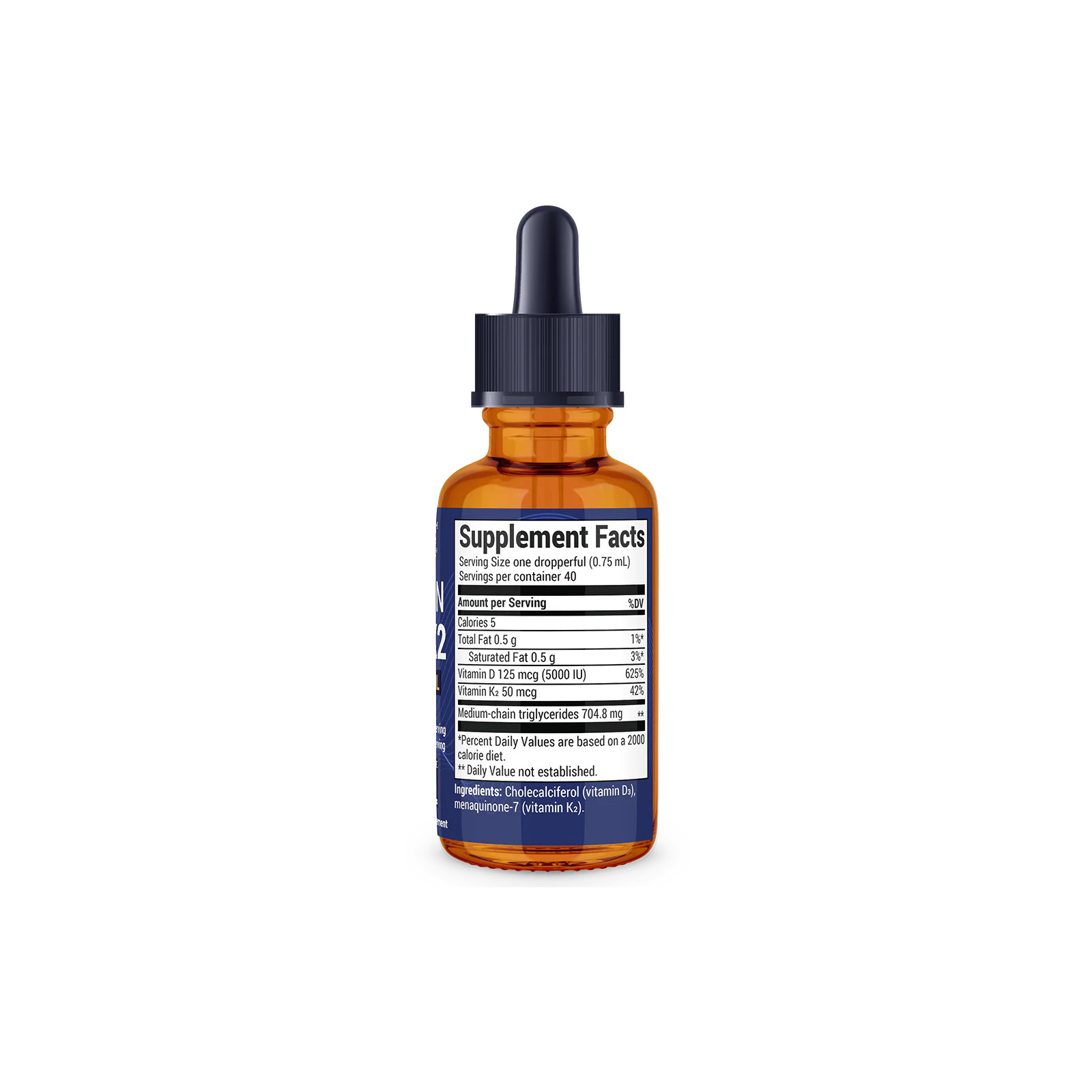 Vitamin D3 and K2 Liquid with MCT Oil - Unflavored - 1 fl oz