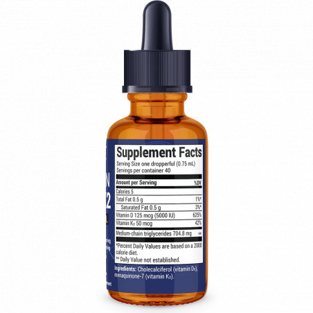 Vitamin D3 and K2 Liquid with MCT Oil - Unflavored - 1 fl oz