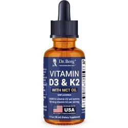 Vitamin D3 and K2 Liquid with MCT Oil - Unflavored - 1 fl oz