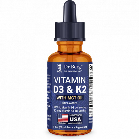 Vitamin D3 and K2 Liquid with MCT Oil - Unflavored - 1 fl oz
