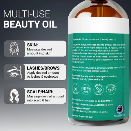 Organic Castor Oil – Cold-Pressed, Pure, Hexane-Free