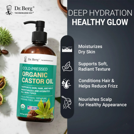 Organic Castor Oil – Cold-Pressed, Pure, Hexane-Free