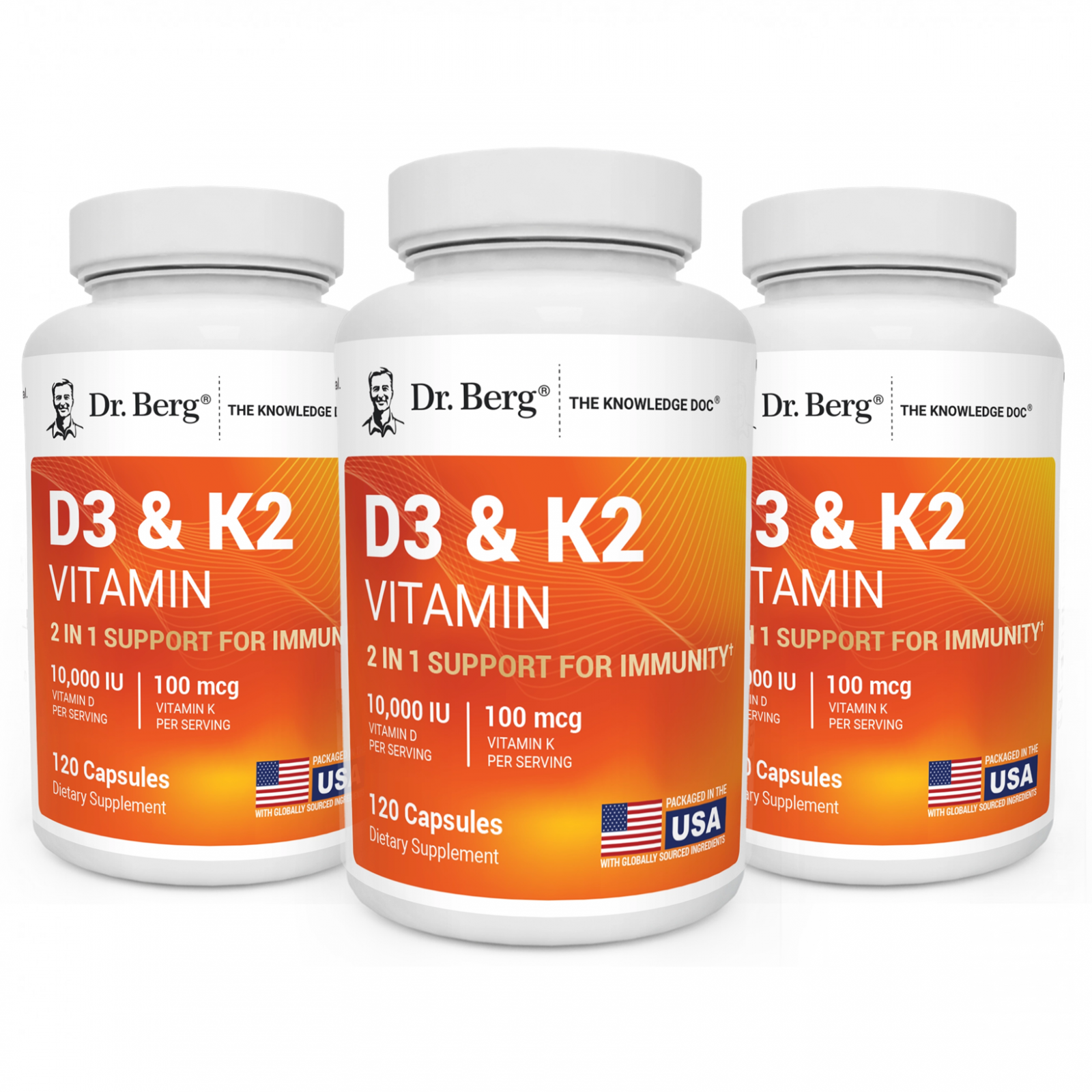 Витамины D3 + K2 (10,000 МЕ) 3 банки